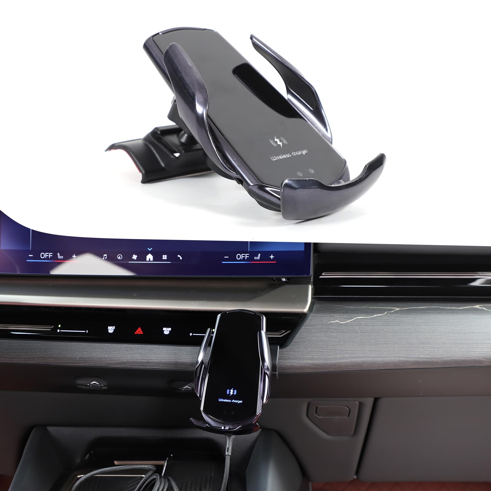 Soporte de teléfono móvil para coche compatible con Auto-B 5 (G60/G61) a partir de año de fabricación 2024 – Clip para rejilla de ventilación – Cabezal esférico modelo A Carga Inalámbrica