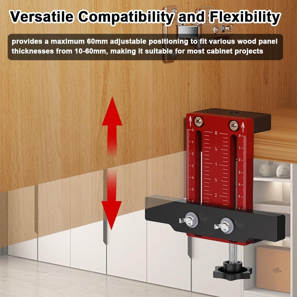 Adjustable Cabinet Door Mounting Jig - Aluminum Alloy Hinge Installation Tool With Clamp