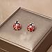 Rhinestone Bug Little Ladybird Stud Earrings for Women Cute Black Spot Red Charm Insect Tiny seven-spotted ladybug Earrings Small Ladybeetle Delicate Jewelry Gift (Gold)