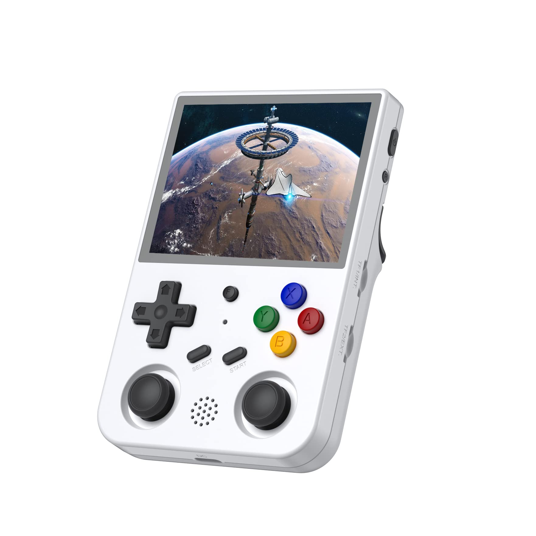 RG353V Handheld Game Console 3.5 Inch IPS Screen 640*480 High Resolution CPU RK3566 Quad-Core OS Android 11, Linux 2G/64G+16G 3200mAh Battery(White)