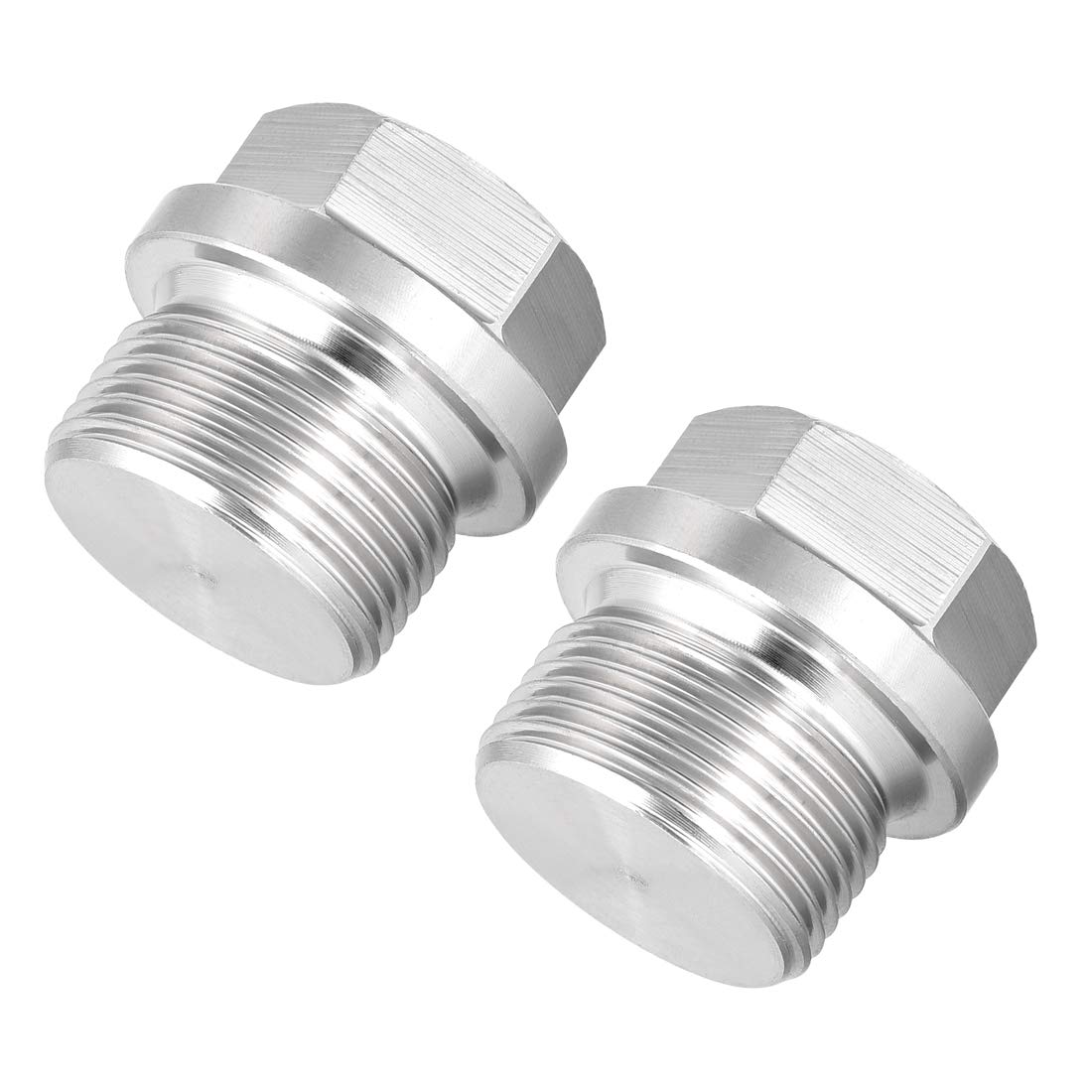 Tapón de tubería M24 de acero inoxidable 304 con cabeza hexagonal exterior en pack de 2 unidades