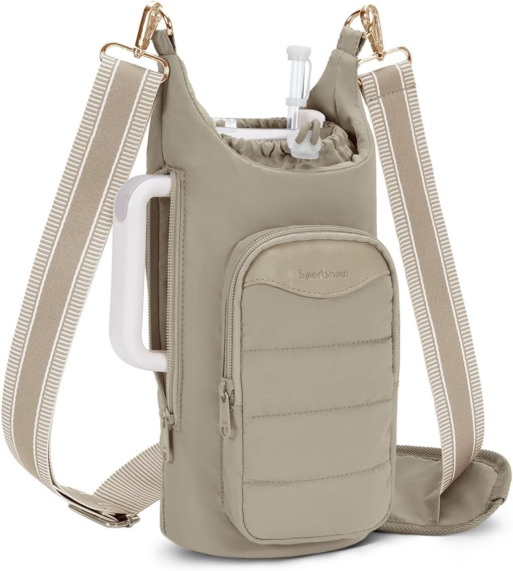 sportsnew Yoga Mat Bag Tote Yoga Gym Bags For Women Men with Waterproof Wet Pocket & Puffy Water Bottle Holder for 30oz/40oz Tumbler with Handle & RFID-Blocking Card Pocket for Quick Access