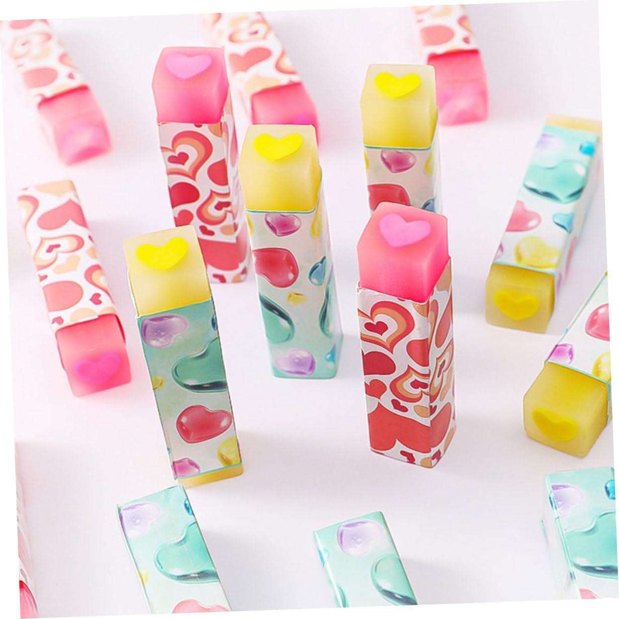 Gomme da Cancellare a Cuore Kawaii 32 Pezzi in Pvc | Festa Scuola Decor, Cartoon Erasers, Learning Stationery, Facile da Usare, per Bambini e Kids