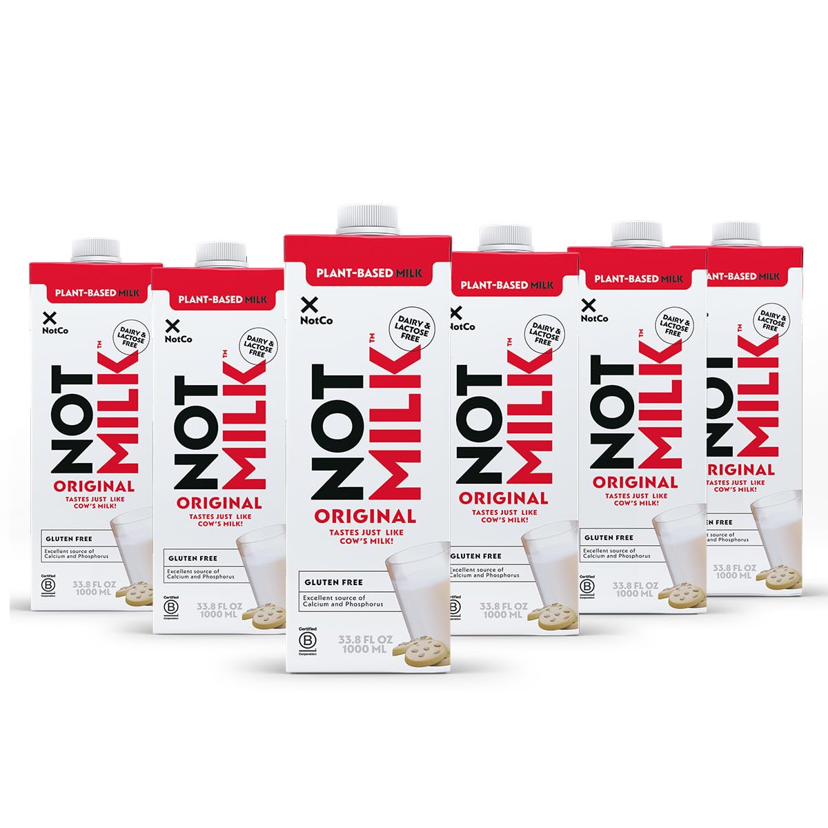 NotMilk Original Plant-Based Milk Alternative, 33.8 Fl Oz (Pack of 6) - Shelf-Stable, Lactose-free, Vegan, Non-GMO