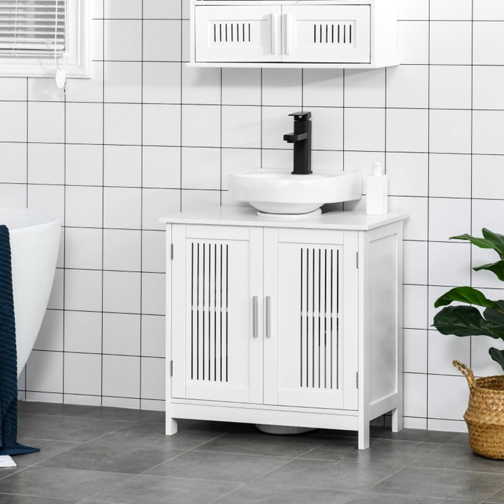 Generic Modern Under Sink Cabinet with 2 Doors Bathroom Bins with Adjustable Shelves 23.5"" L x 11.75"" W x 23.5"" H, White