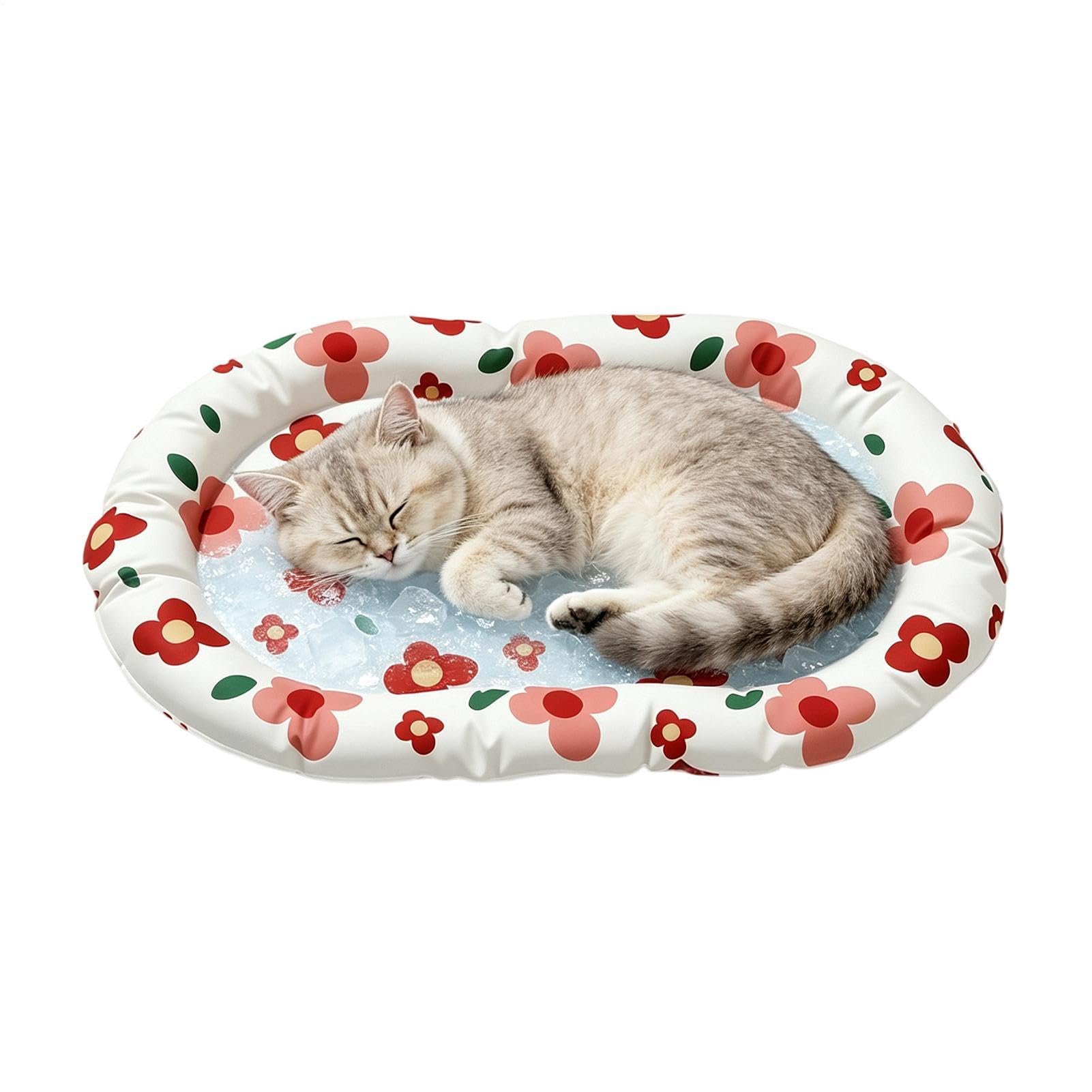 Tapis rafraîchissant pour chien - Motif floral - Gel doux - Imperméable - Portable