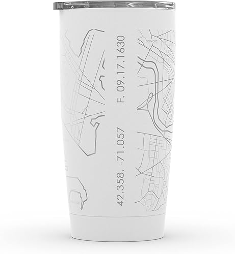 Vista 87 de Well Told Vaso de café aislado con diseño de mapa de Nueva York grabado, taza de acero inoxidable grabada (20 onzas, negro) con aislamiento de mapa