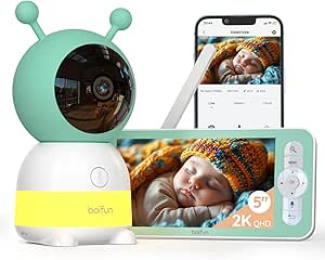 BOIFUN 2K Babyphone Camera, Veilleuses Bébé Colorées, Application Telephone et Moniteur 5", Surveillance des Mouvements, Suivi Automatique, Zone d'Alarme Personnalisée, Zoom 4X, Matériau ABS asin的图片