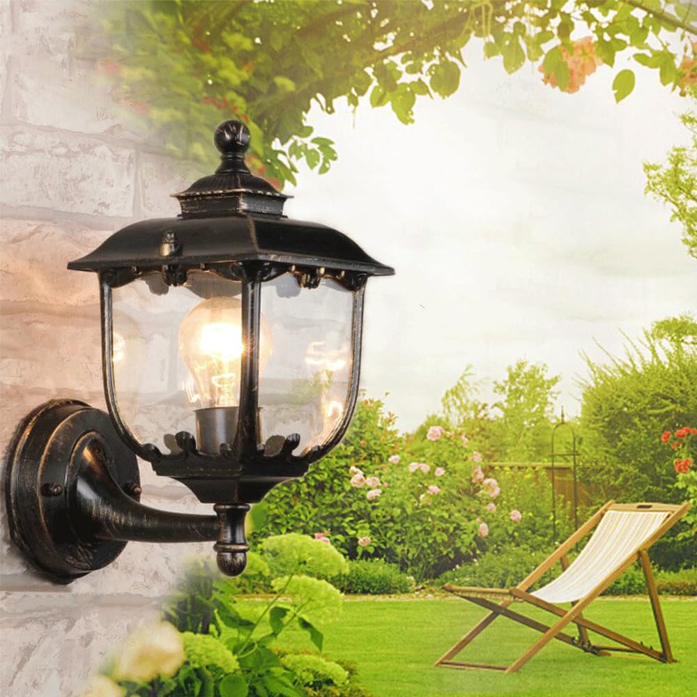 Mengjay Retro Rustic Outdoor Wall Lights Traditional Vintage Light,Waterproof Aluminium Garden Wall Lights E27, Wall Lamp Lantern for Garden, Patio, Balcony,Garage (E)
