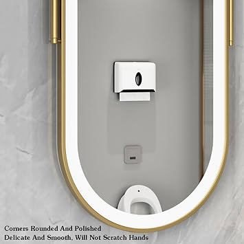 Ceiling Mirror, LED Lighting Bathroom Mirror Floating Bathroom Oval Vanity Mirror for Ceiling Mount Decorative Mirror Above Sink(White,50x80cm)