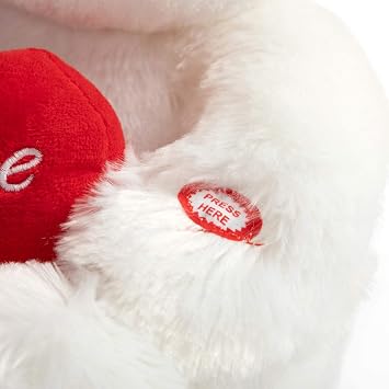 BEJOY Teddy Bear with Heart Plushies That Says I Love You and Blushes LED | Plush Bear Stuffed Toys for Girlfriend & Kids Valentine's Day 13 inch White