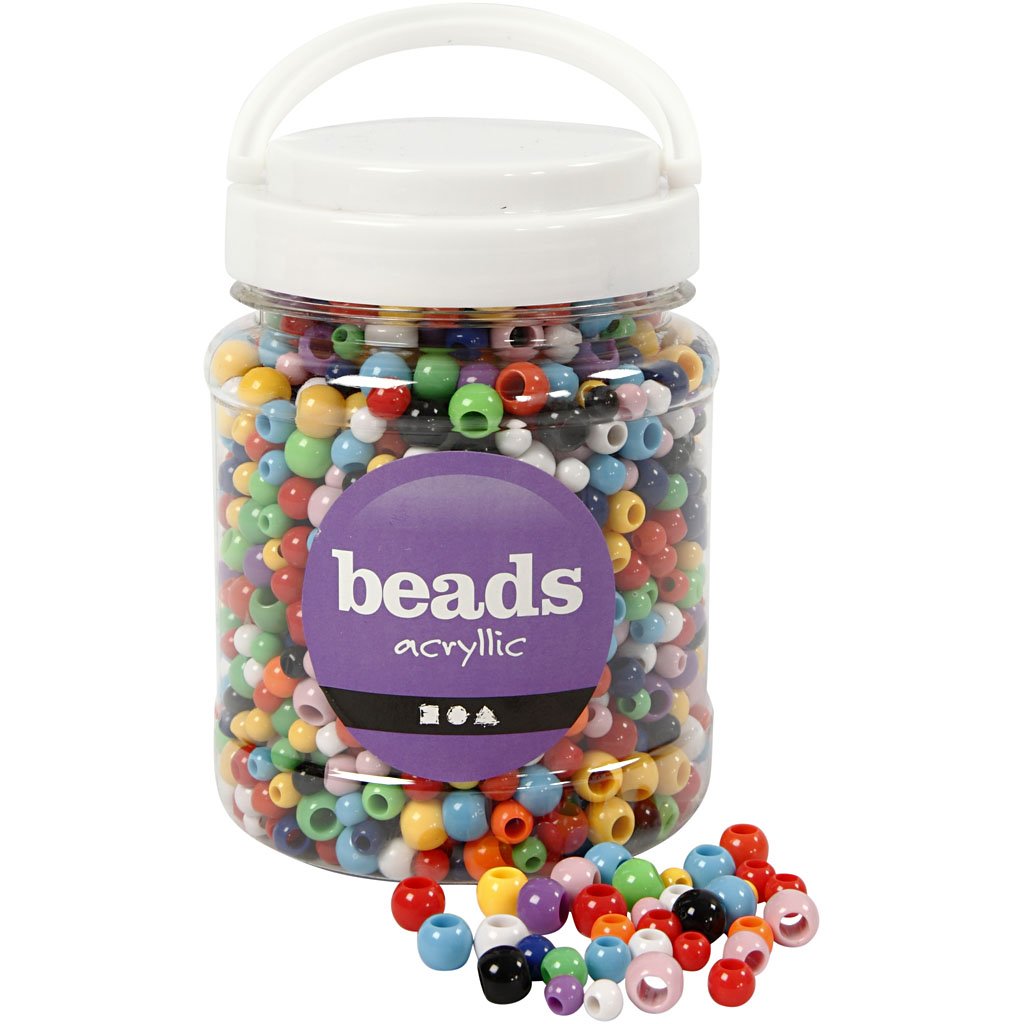Pony Beads, D: 6-10 mm, asstd colours, 430 g, 700ml