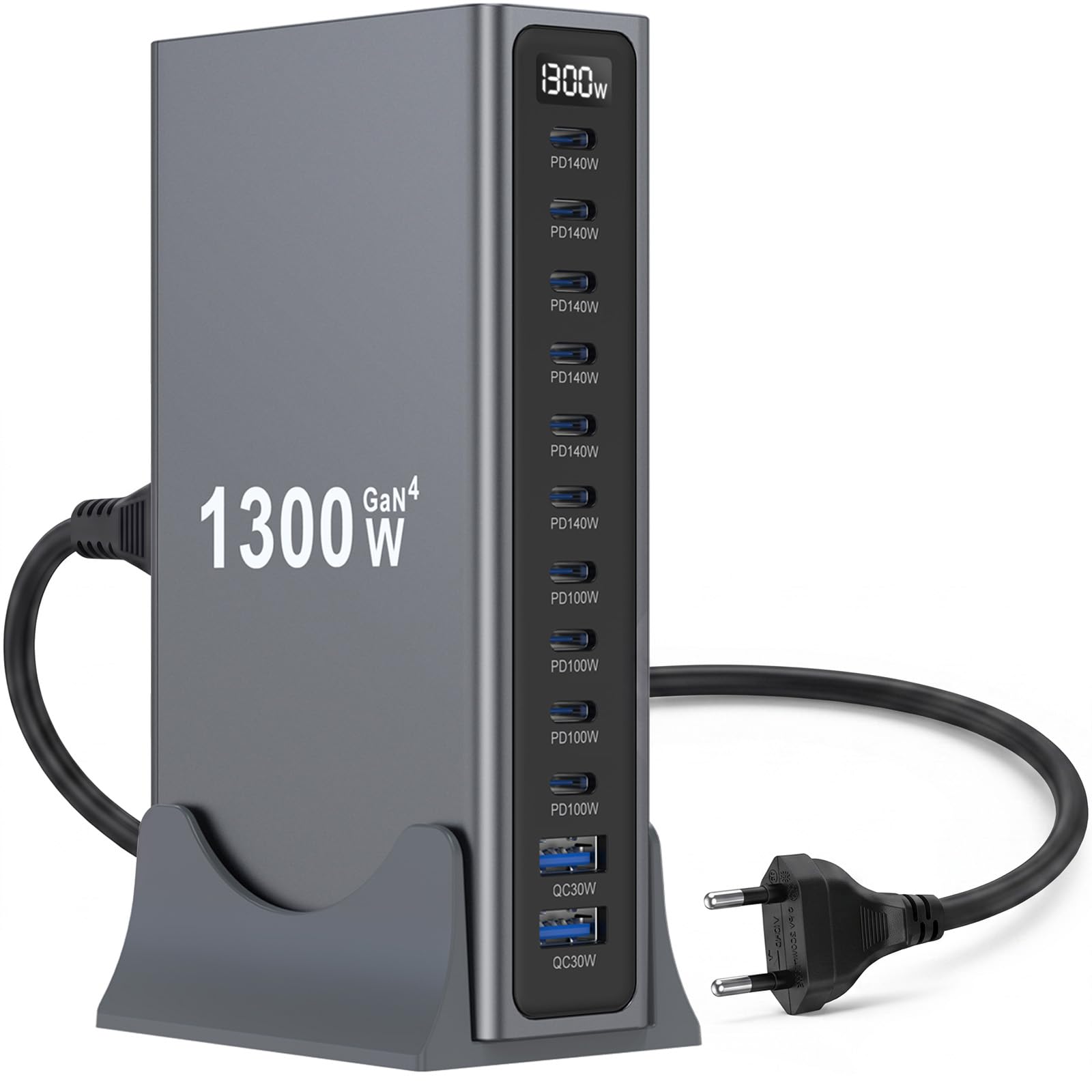 1300W GaN4 USB C Ladegerät Mehrfach – 10×USB-C-Ports (140W/100W)