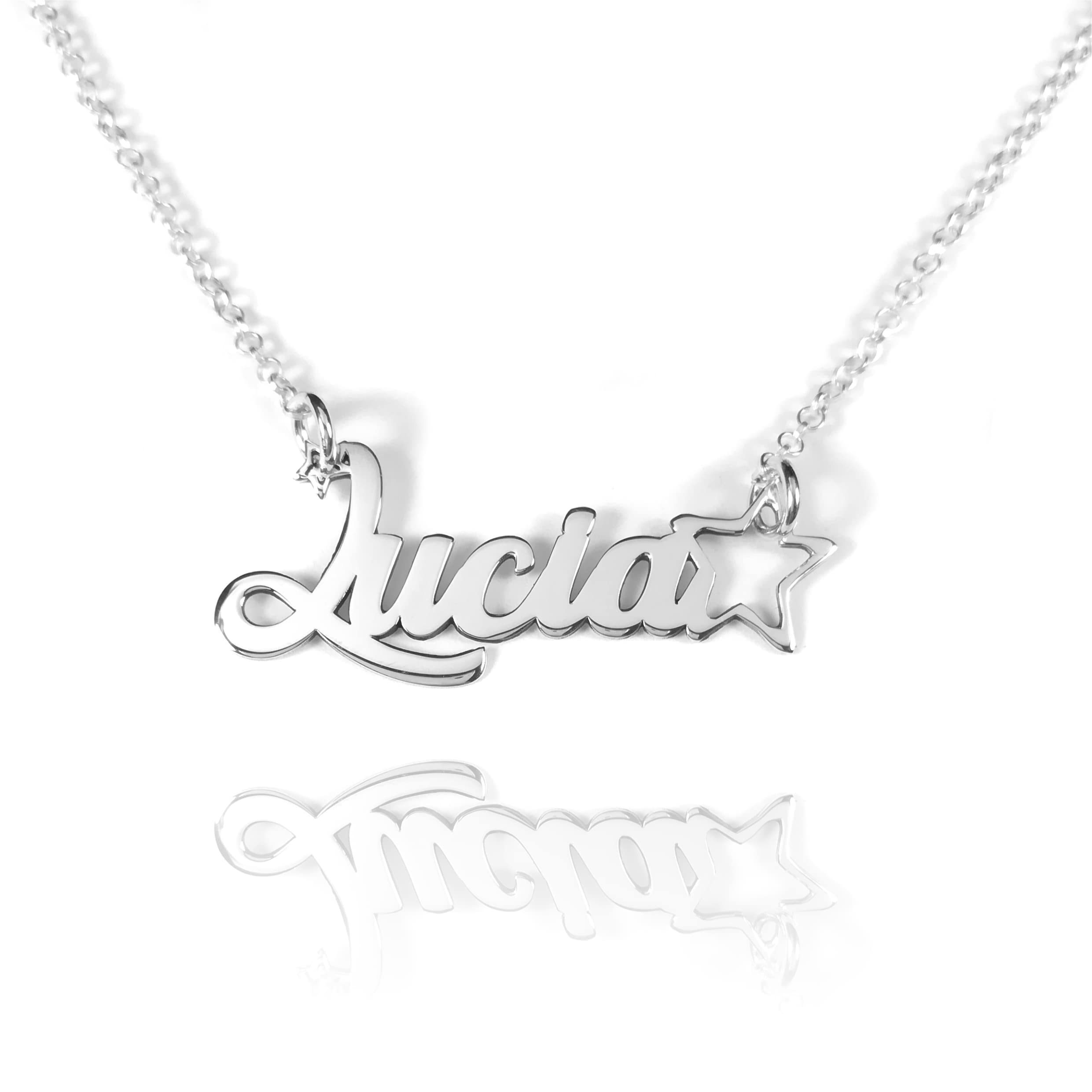 RINCON DEL ARTESANO HECHO A MANO MALAGA Rincón del Artesano Hecho a Mano Málaga. Collar con Nombre para Mujer Personalizado en Plata de Ley 925/1000. Regalo Día de la Madre. Regalo Navidad. Regalo Personalizado. Modelo Lucia Estrella