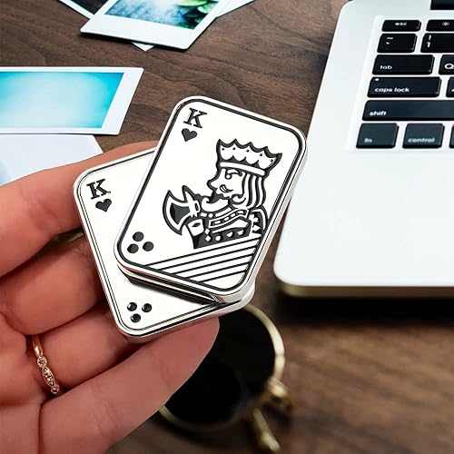 Miniatura 2 de Juguetes magnéticos de metal para ansiedad  Tarjeta de empuje de póquer de metal para aliviar el estrés, juguete EDC para hombre, moneda háptica,