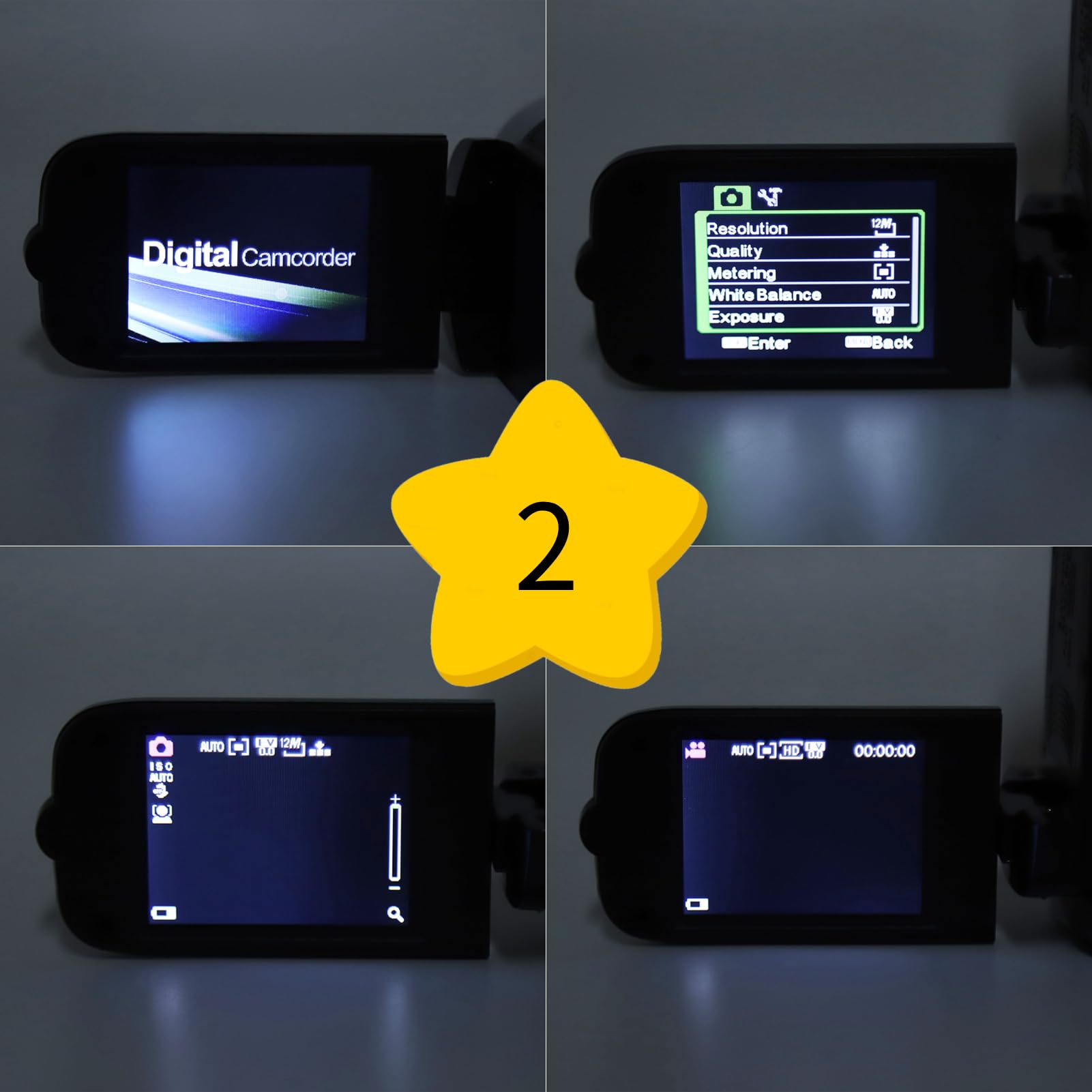 Kids Videokamera-Camcorder, Vlogging Kamerarecorder, Fülllicht, Eingebautem Lautsprecher, Support 32GB Expandable(Schwarz)