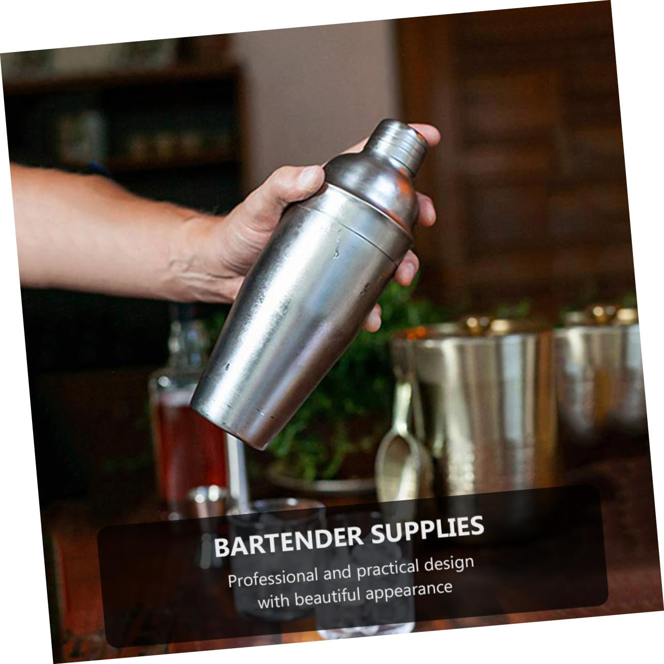 Unomor 1Set Stainless Steel Cocktail Shaker Supplies for Mixing Beverages Easy to Hold and Use for Home Professional Bartending