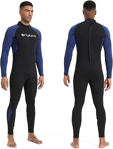 Full Body Mens Women Wetsuit Long Sleeves Wet Suit 3mm Neoprene Jumpsuit for Diving Snorkeling Kayaking Surfing Water Sports