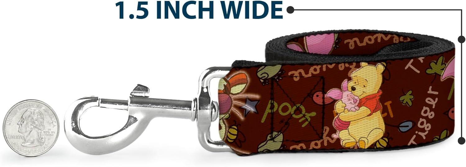 Dog Leash Winnie The Pooh Character Poses 6 Feet Long 1.5 Inch Wide