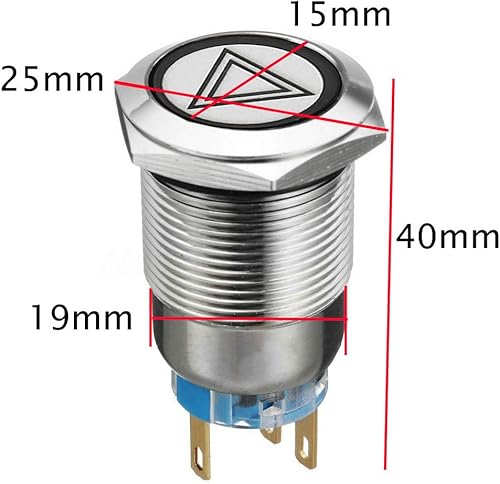 Miniatura 5 de ESUPPORT 12 V Vehículo de coche azul LED luz emergencia peligro advertencia botón metal interruptor de palanca enchufe enchufe 0.748 in