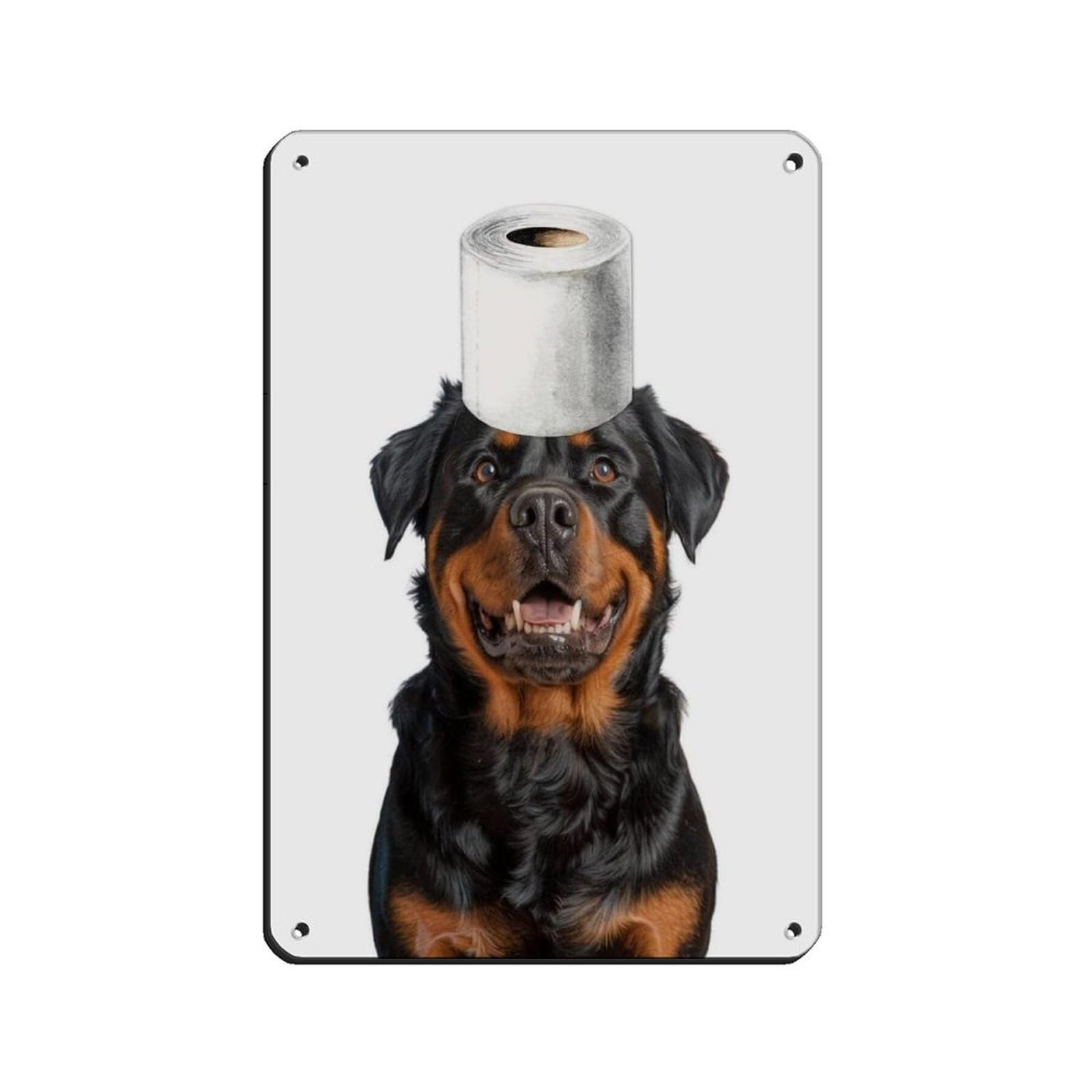 Bathroom Art, Rottweiler Dog, Toilet Paper Retro Poster Metal Tin Sign Chic Art Retro Iron Painting Bar People Cave Cafe Family Garage Poster Wall Decoration 8x12inch(20x30cm)