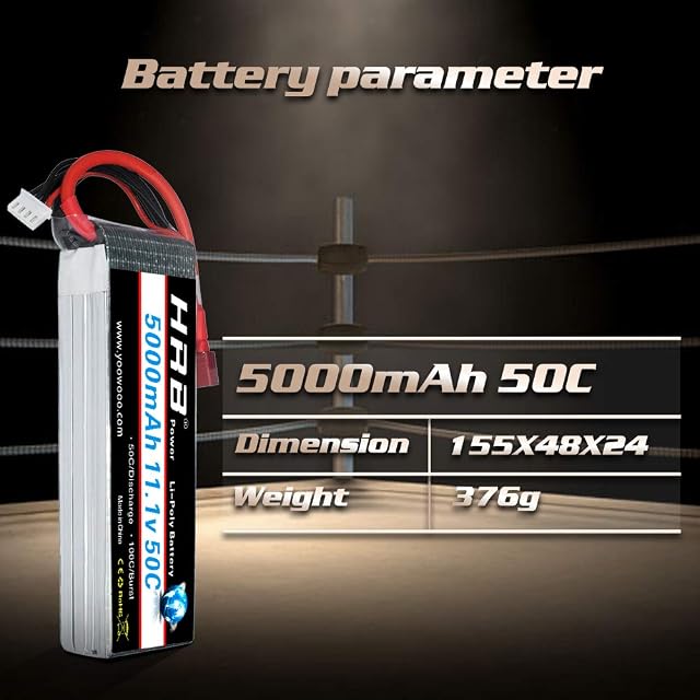 Foto 2 de 6 de HRB Batería Lipo 5000mAh 3S 11.1V 50C Batería Lipo con Deans Plug T Plug para RC Hobby RC Car Helicopter Plane
