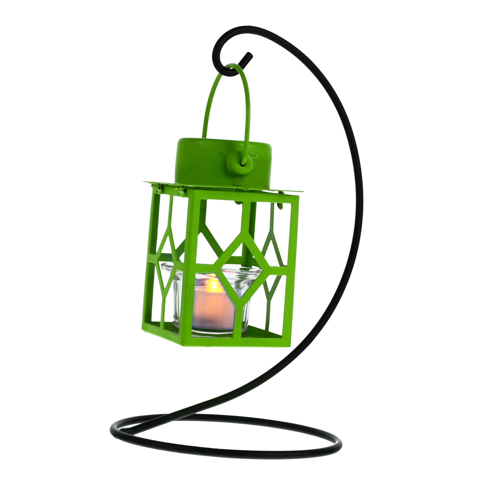 GOOHOCHY Garden Light Green Table Lamp Tea Lights Candles LED Desk Lamp Blush Decor Iron Candle Lamp Desktop Candle Burner Outdoor Lantern Green Home Decor Display Stand Glass Dining Table