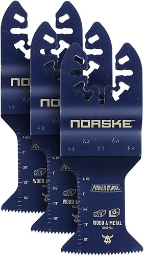 Norske Tools NOTP284 Hoja curvada de corte a ras de maderametal de 1-14 pulgadas (paquete de 3), accesorios de herramientas oscilantes  Hojas de