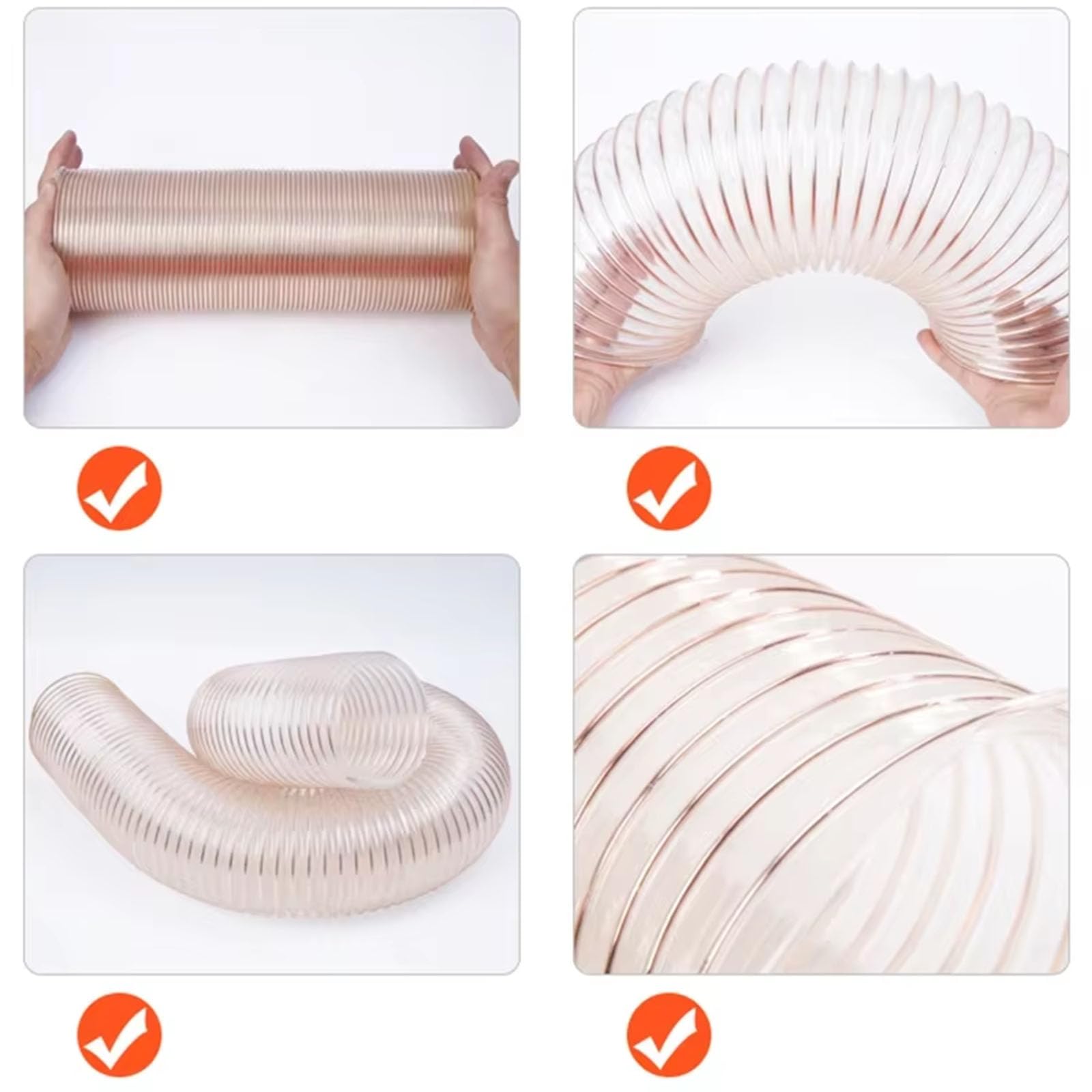 Tubo Di Aspirazione, Tubo Aspirazione a Pressione, Lunghezza 1m Spessore Parete 1.2MM, Tubo a Spirale in Poliuretano Aspirazione Standard Condotto Dell'aria Poliuretano PU (Diametro interno: 120mm)