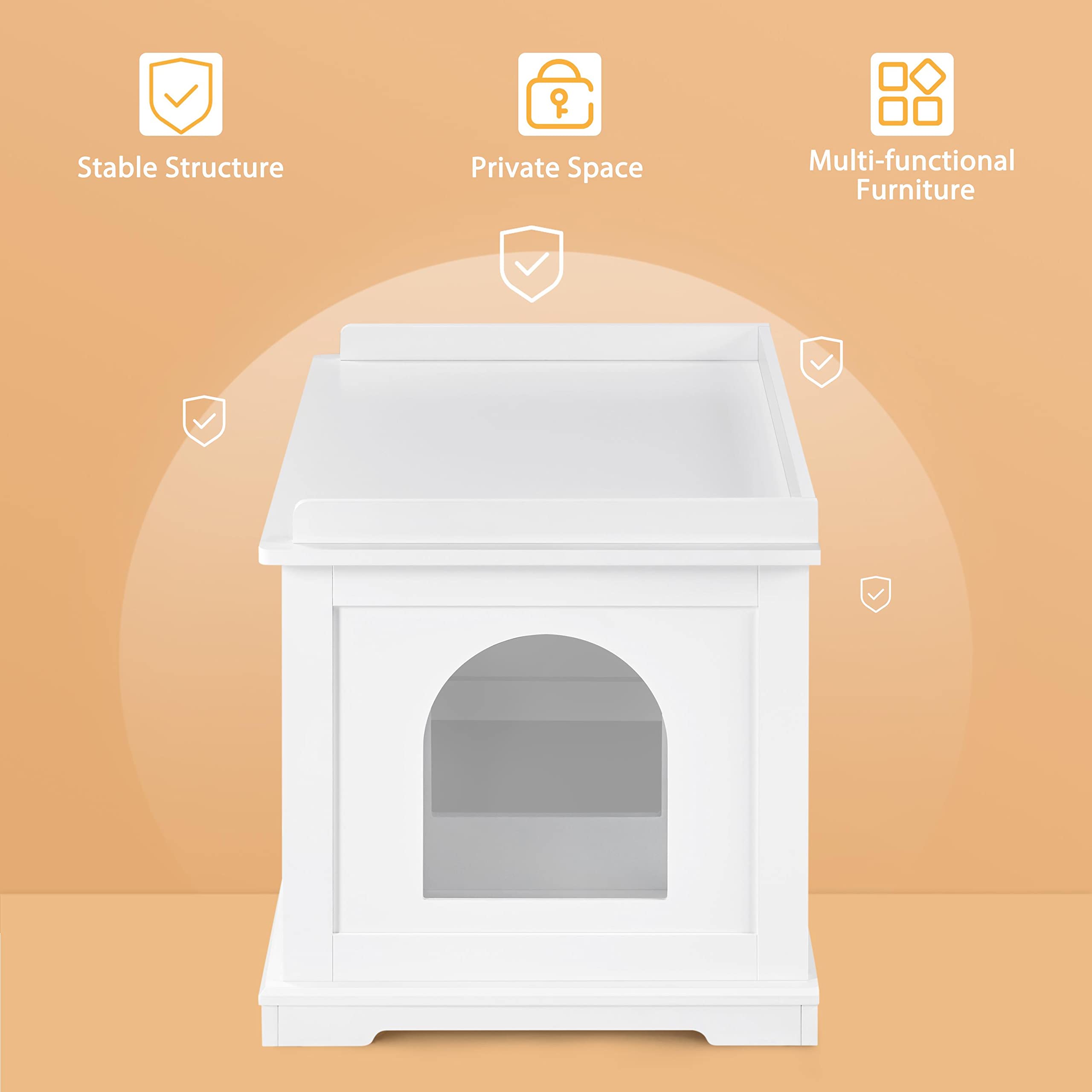 Yaheetech Wooden Cat Litter Box Enclosure, Indoor Hidden Litter Box