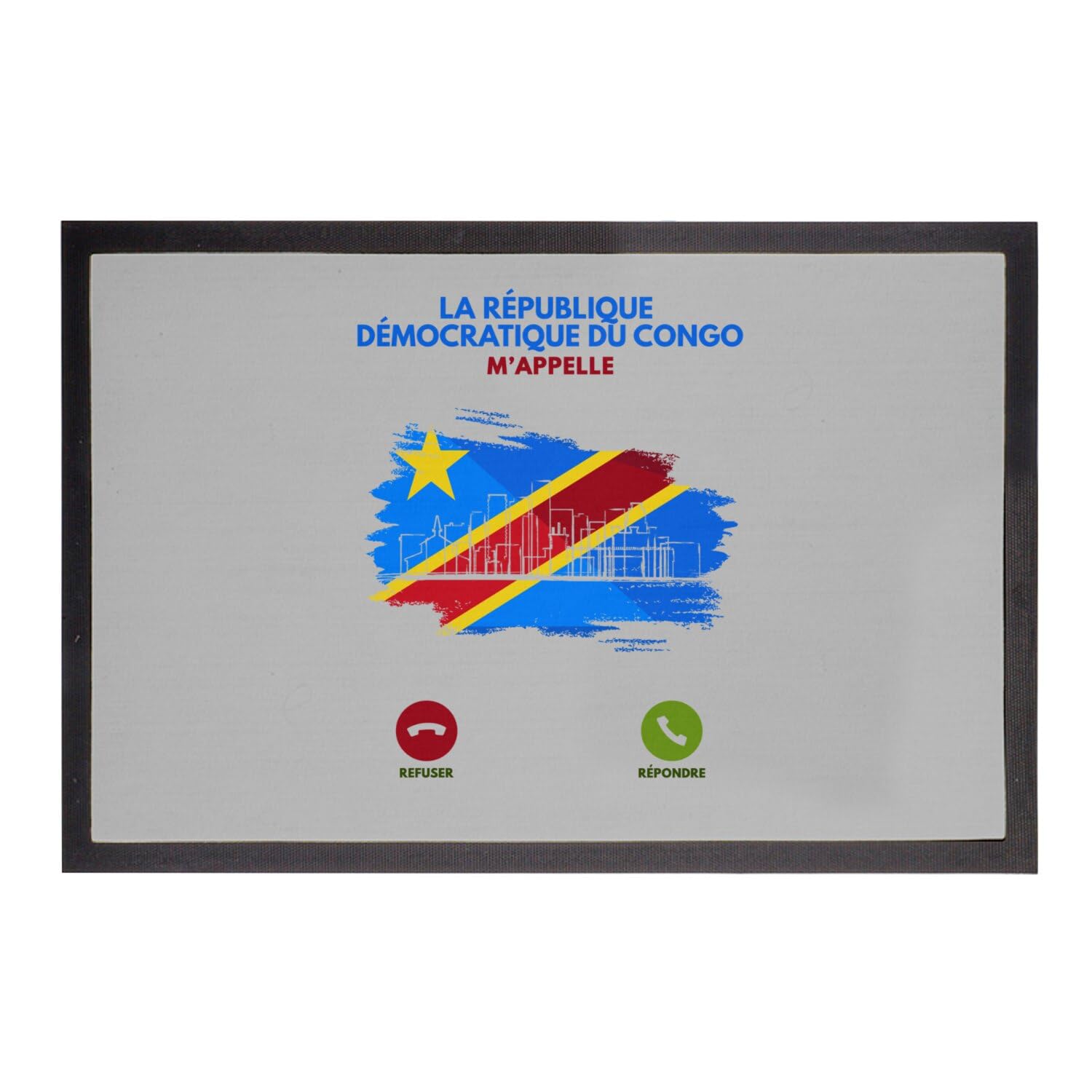 Paillasson RDC Congo Gris tapis entrée évasion culturelle pour maison et salon
