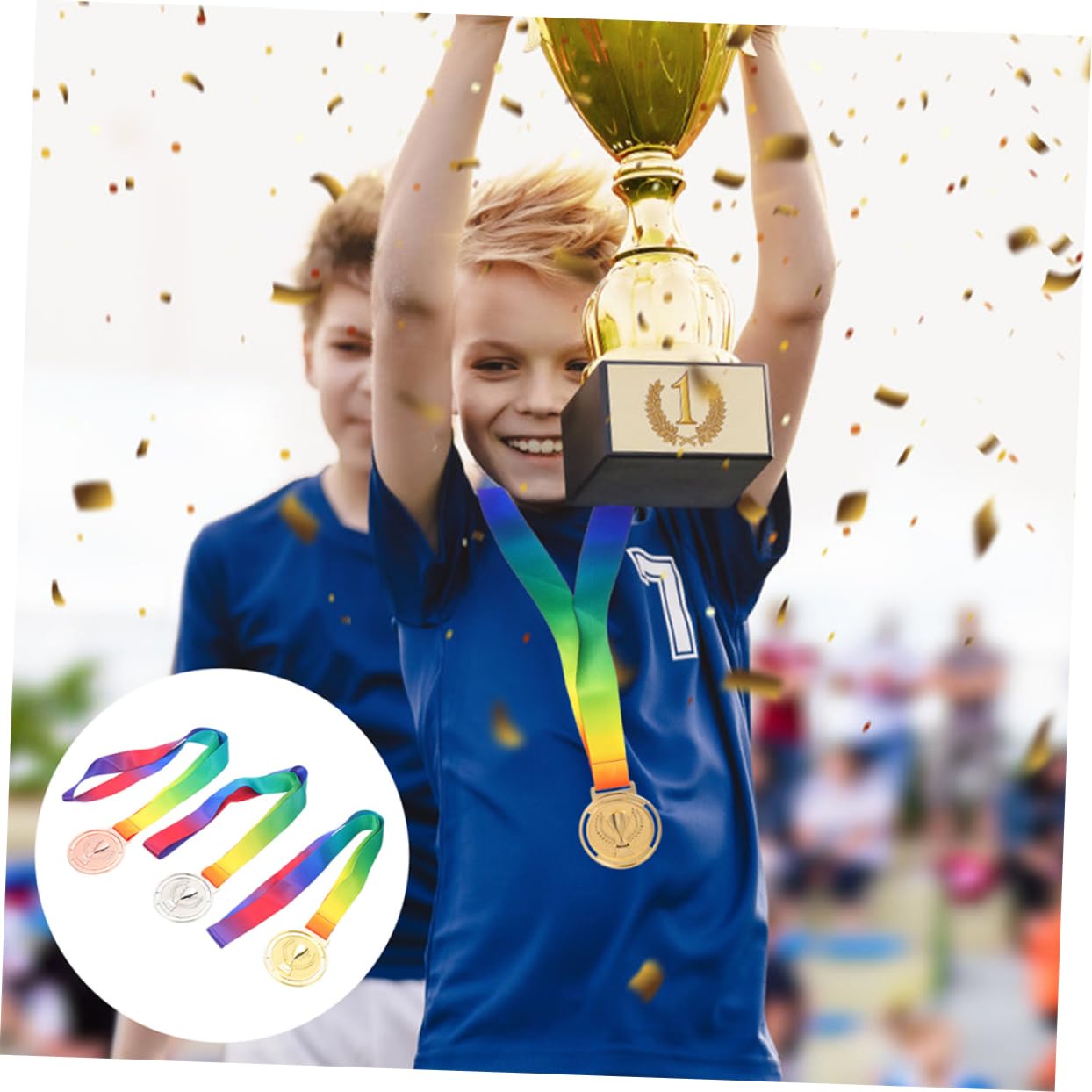 Abaodam Teiliges Medaillen Aus Metall Mit Lanyard Goldene Silberne Und Bronzefarbene Auszeichnungen Für Schulsportwettbewerbe Langlebige Anerkennungsmedaillen