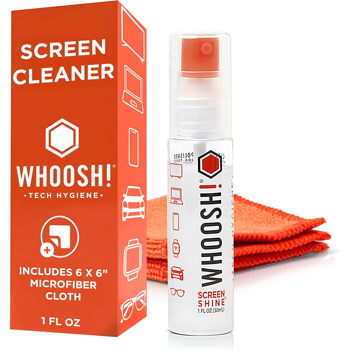 Zestaw do czyszczenia ekranu Aode WHOOSH! – najlepszy do smartfonów, iPadów, okularów, Kindle, LED, LCD i telewizorów – zawiera butelkę 28 ml + 2 ściereczki premium
