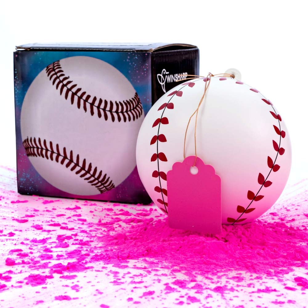 Winsharp Gender Reveal Baseball - Single Balls - Exploding Pink and/or Blue Powder Baseballs - Choose Your Ball Color - Best Idea for Boy or Girl Softball Baby Revealing Party Balls Ideas Decorations