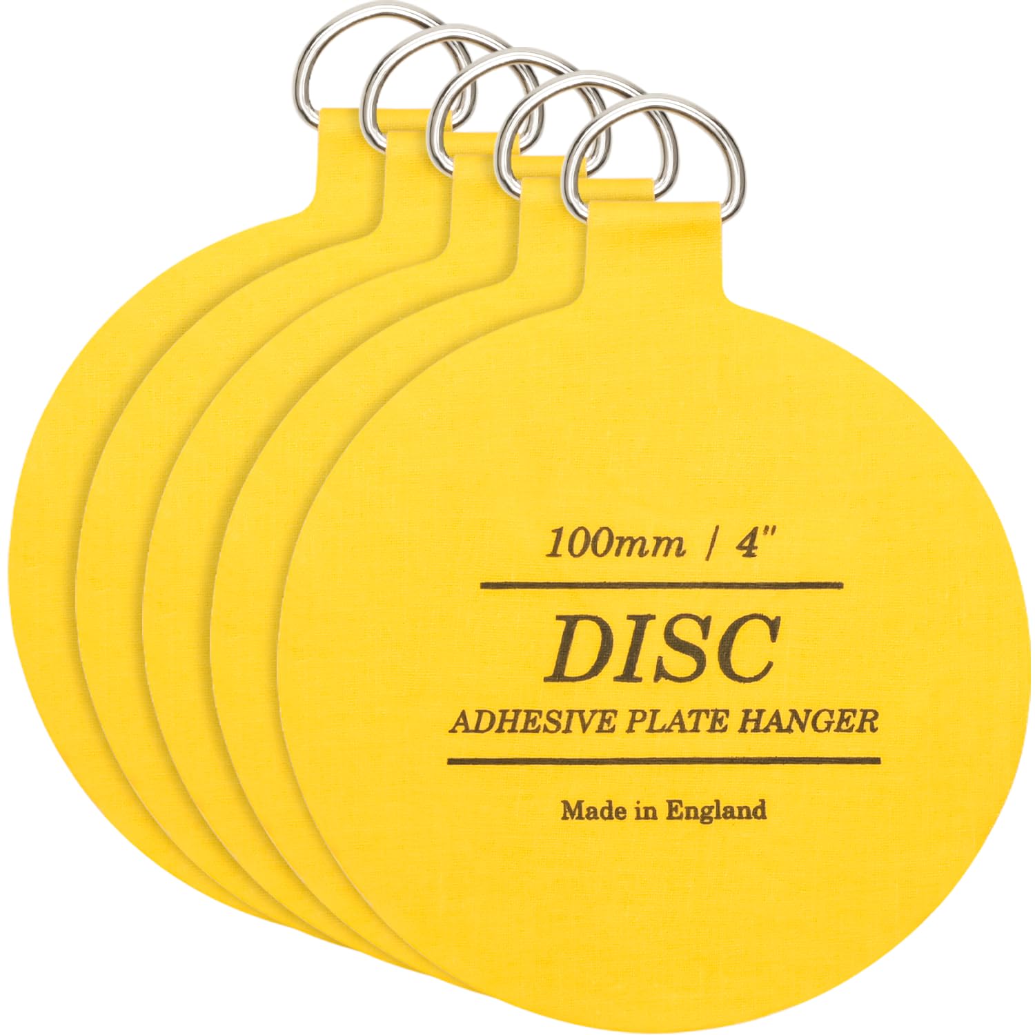 WINSOME Disc Plate Hangers for Walls - Strong Invisible Plate Holder Self Adhesive Stick On Hooks Picture Hanging Wall Plate Holder - Plate Hanging Disk… (100mm / 4'' (Pack of 5)), Yellow (90526)