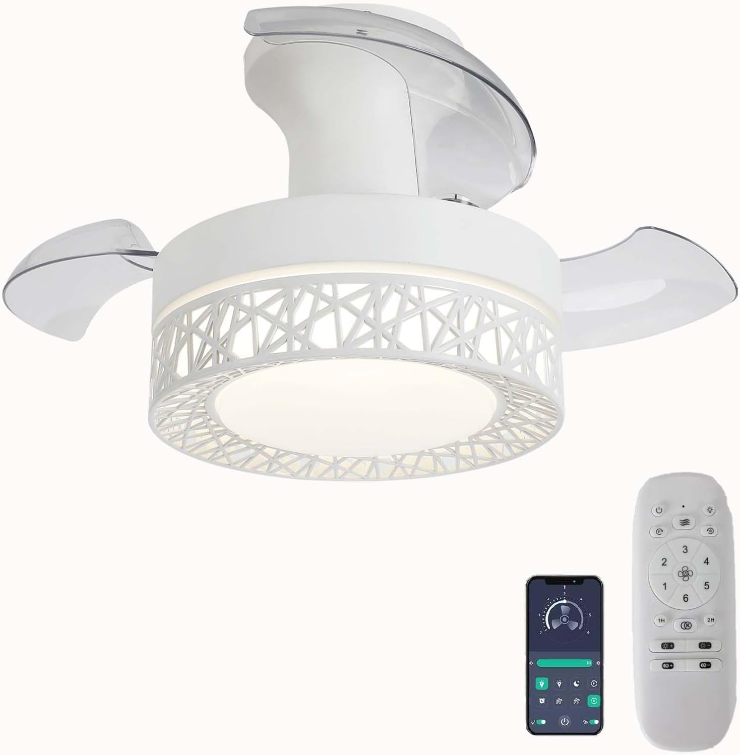 Ventilador de techo con luz LED de 6 velocidades y mando a distancia