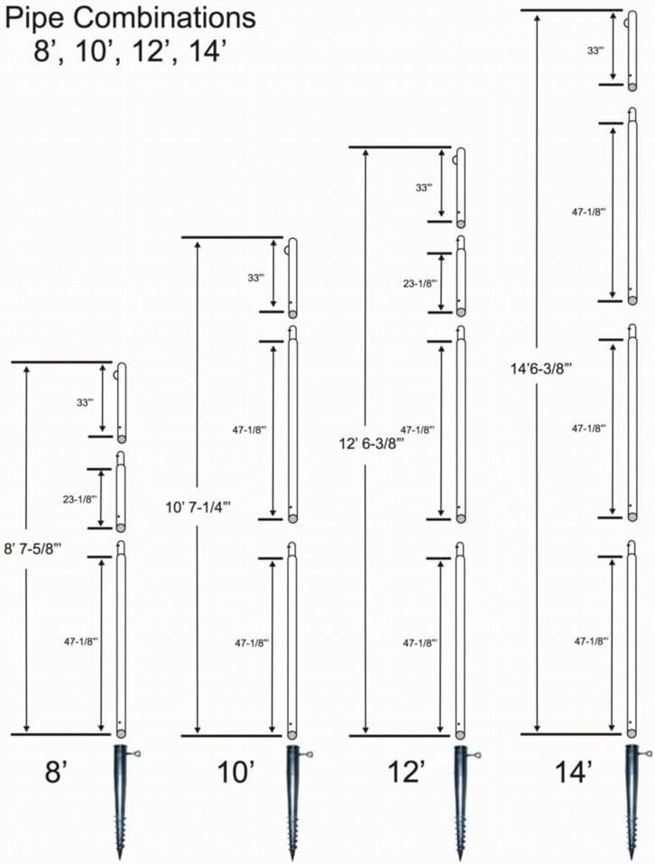 Gourock In-Ground Pole for Barrier Netting Installations: 12' Tall (1 Pole), Steel, w/Ground-Sleeve