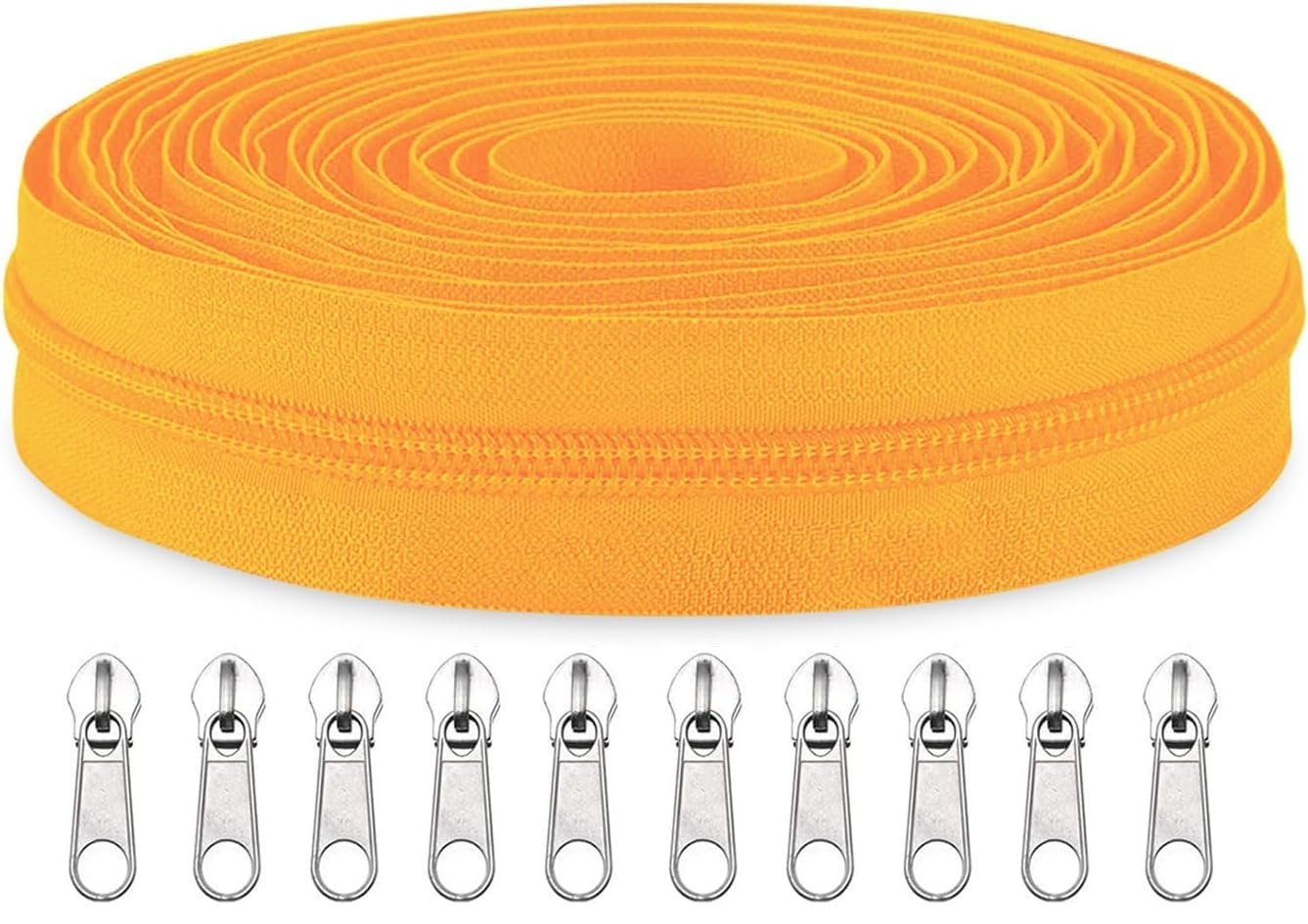 Zipper Roll (Number : 5) 10 Meter with 10 Zip Puller - Two Way Open-Ended Nylon Zipper (Yellow, 10 Meter)-image-12