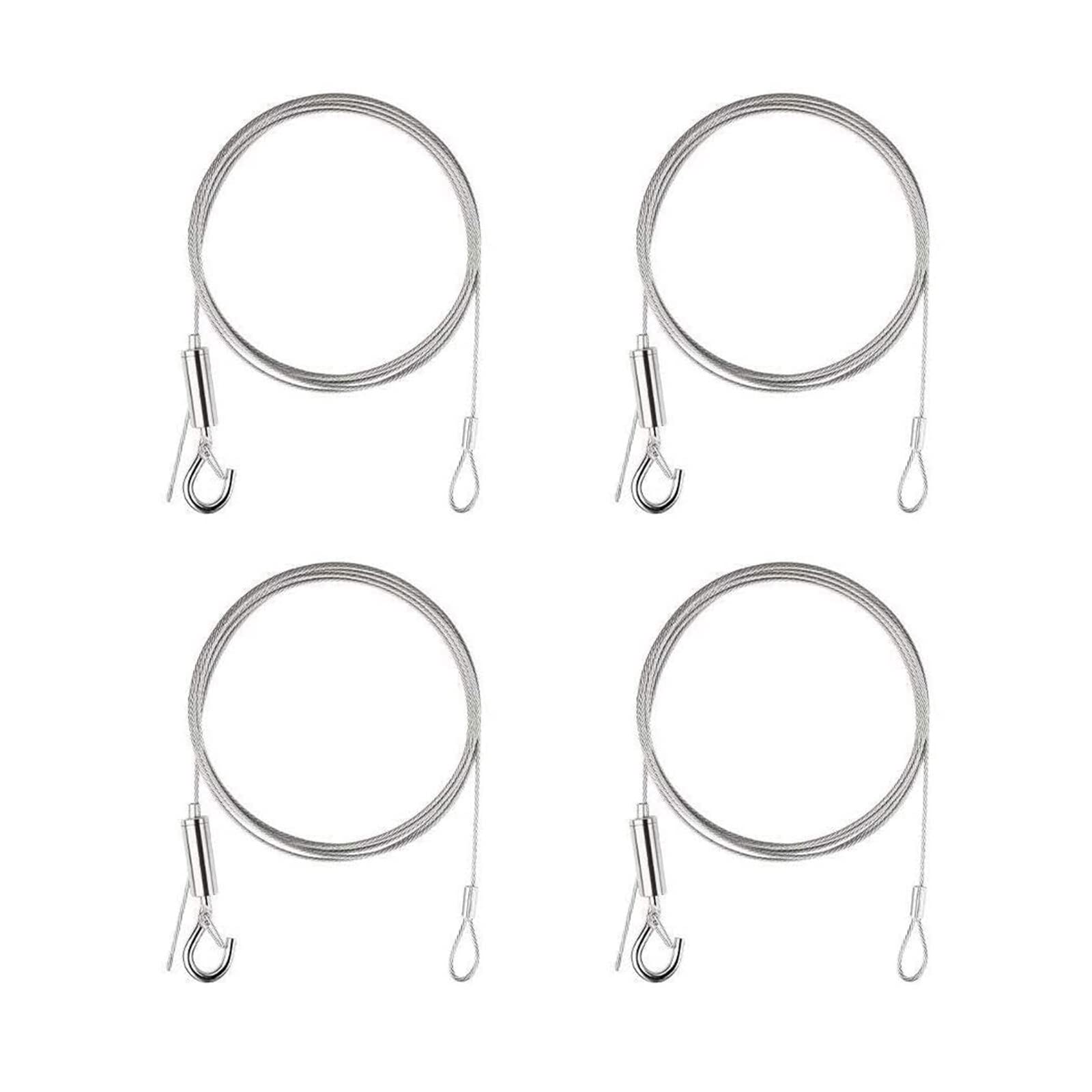Hwtcjx Silver 4 Pcs Picture Hanging Wire Rope, Picture Hanging Chain, Mirror Chain, Stainless Steel Wire Rope, Cable Suspension Kit, Hold Up To 20Kg, For Led Panel Lights, Heavy-Duty Lighting (1.5Mmx1m)