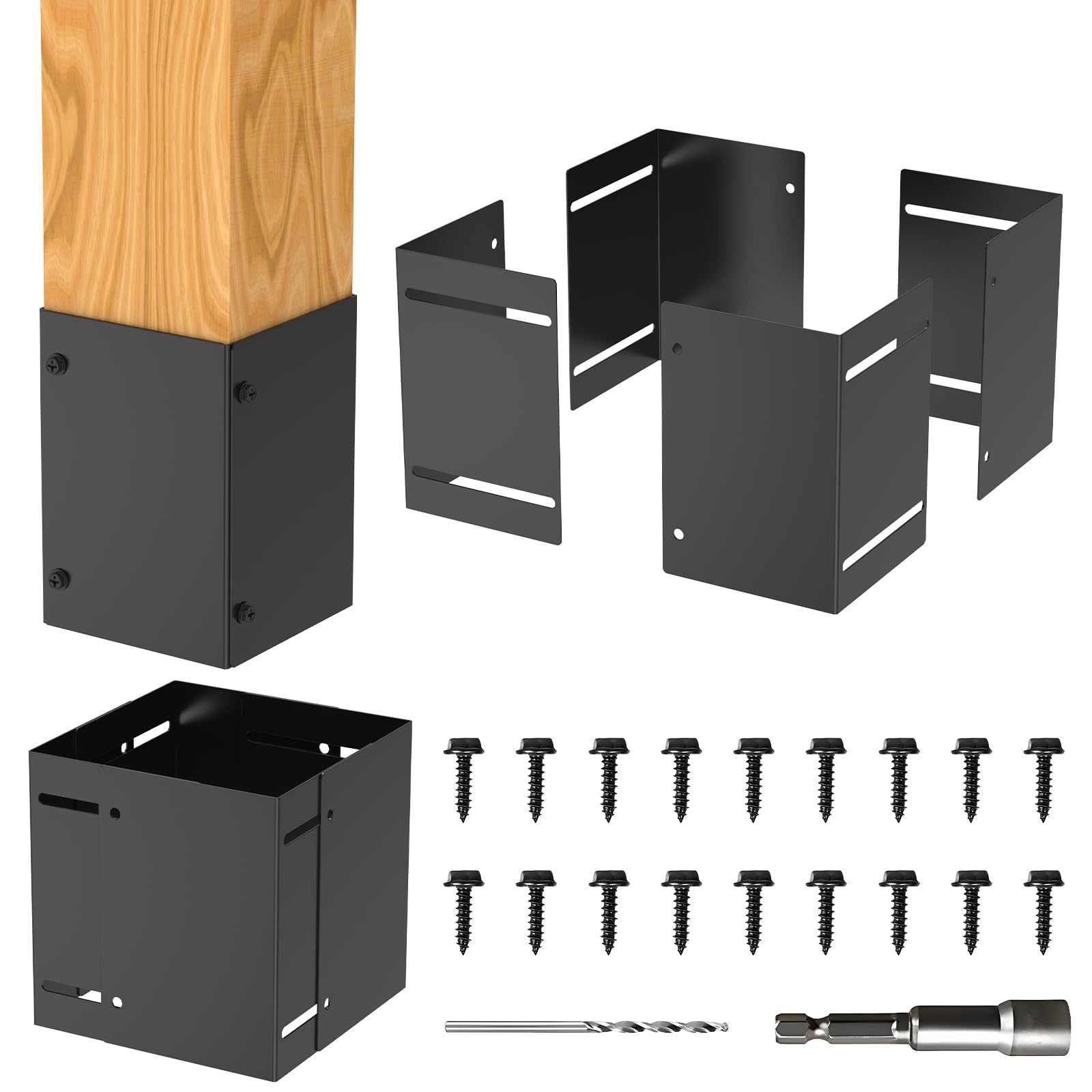 Heavy Duty Post Protector, Adjustable Range 3.3-6 Inch Rustproof Post Base Protectors, Waterproof Fences Guard Bracket for Decking Fencing Wood Mailbox Pergolas Gazebos