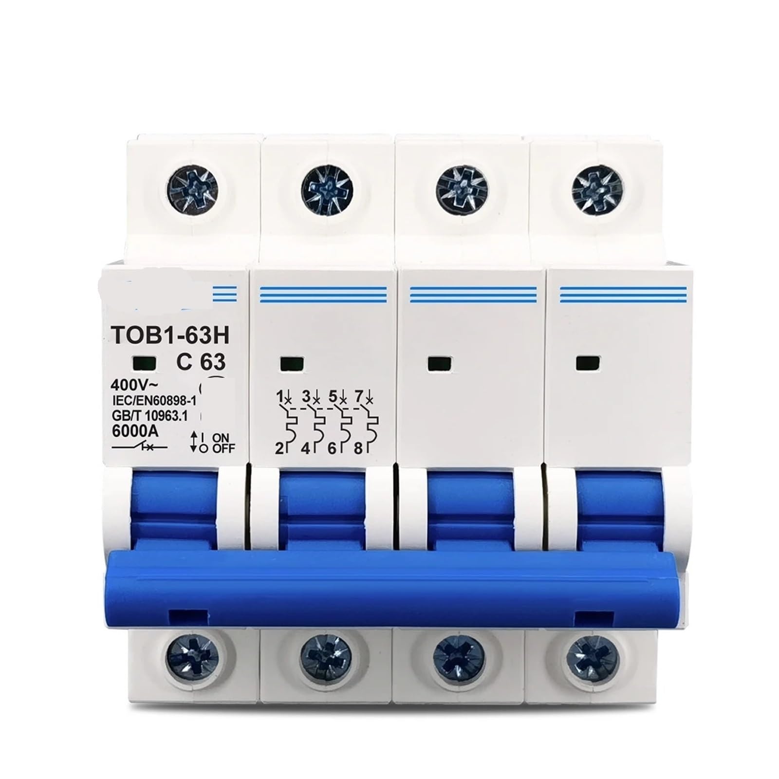 Mini-disjoncteur 4 pôles AC MCB TOB1-63 type C 230V 400V triphasé - 5