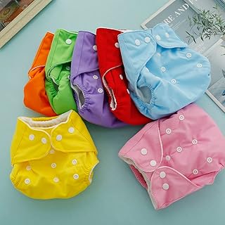 7Pcs Baby Cloth Nappies Reusable Pocket Nappy Washable Adjustable Cloth Diapers Super Absorbent Cloth Nappies Multi-Color Comfortable Cloth Diapers for Baby Infants Boys Girls