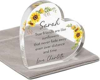 Beecreative Personalised Friendship Gifts, True Friends Are Like Sunflowers, Inspirational Gifts for Women, Long Distance Friendship, Best Friend Gift, Friend Moving Away, With Grey Bag