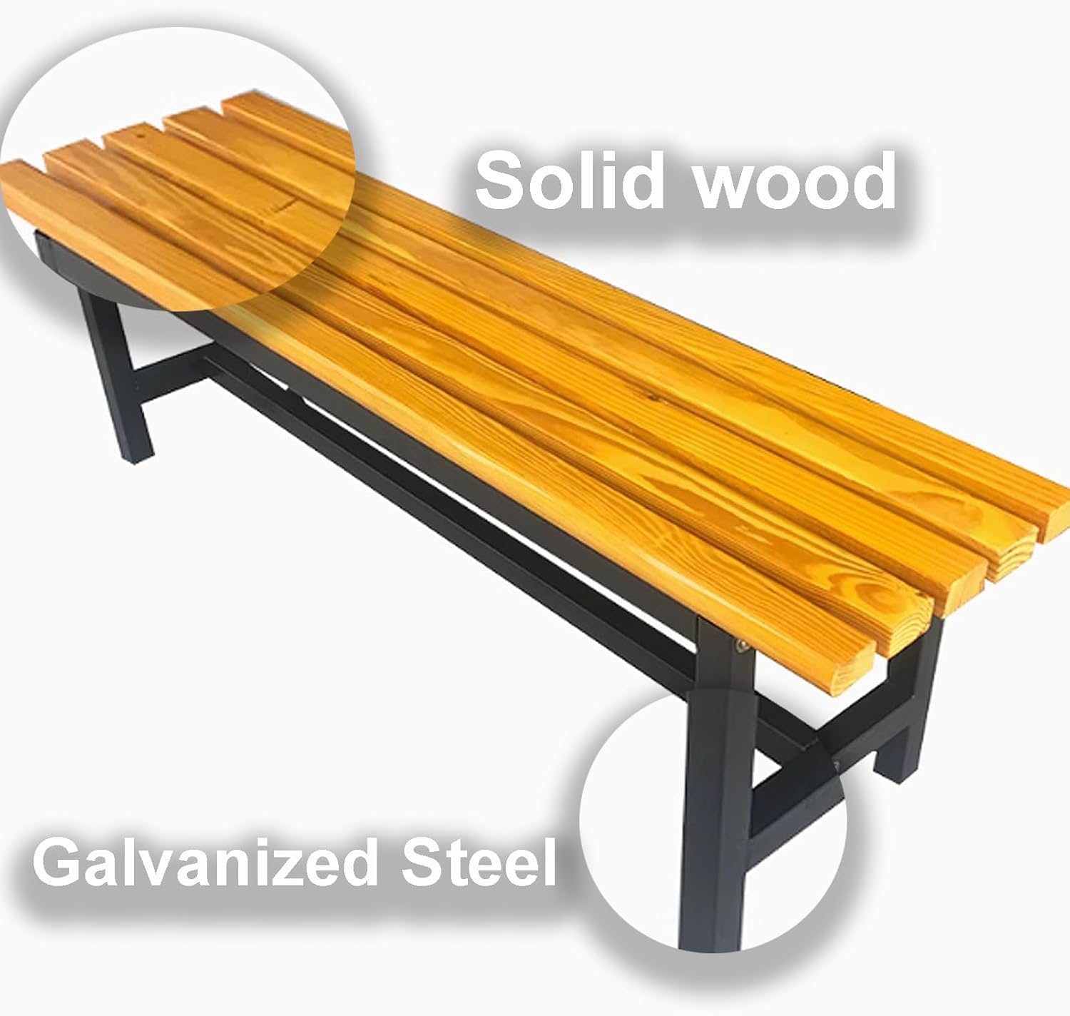 Park Benches, Garden Bench, Patio Bench, Outdoor Seating Furniture Lounge, Porch Bench Seat Wood + Galvanized Steel for Front Porch, Sunroom(Brown,100x37x45cm)