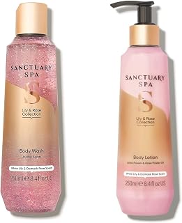 Sanctuary Spa Lily & Rose Shower Gel 250 ml & Moisturising Lily & Rose Body Lotion 250 ml | Vegan and Cruelty Free