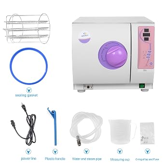 EustomA 23L Autoclave Steam Sterilizer Benchtop Type Class N High Pressure Temperature 6.07Gal LED Digital Screen Dual Control Door Lock SUN-I-23L