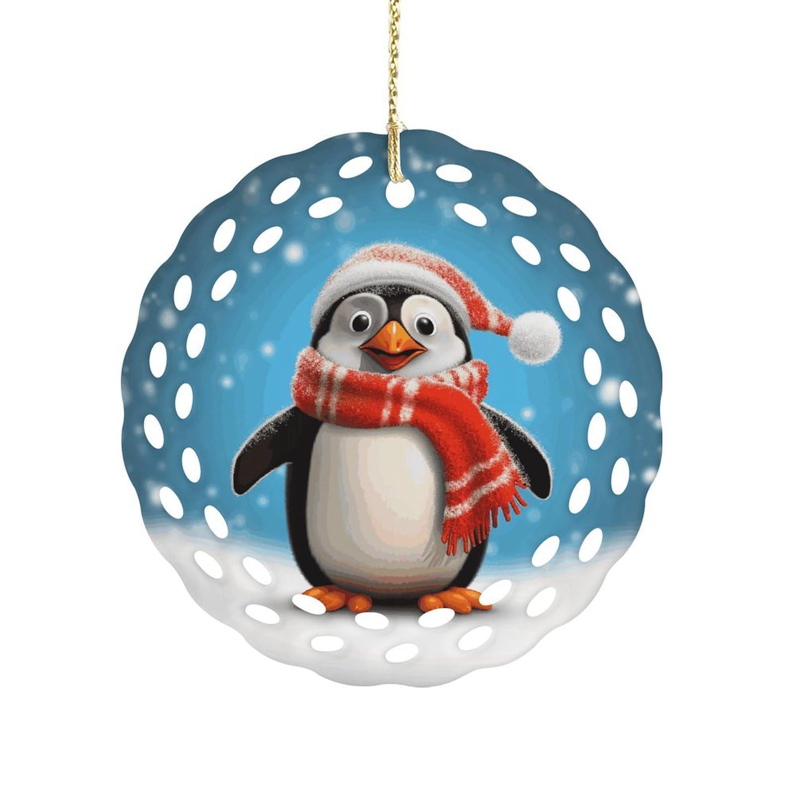 Christmas Funny Penguin Christmas Ornament Holiday Hanging Decoration Xmas Tree Keepsake Personalized Xmas Tree Ornament Round Ceramic Ornaments for Keepsake Gifts Ideas Home Decor