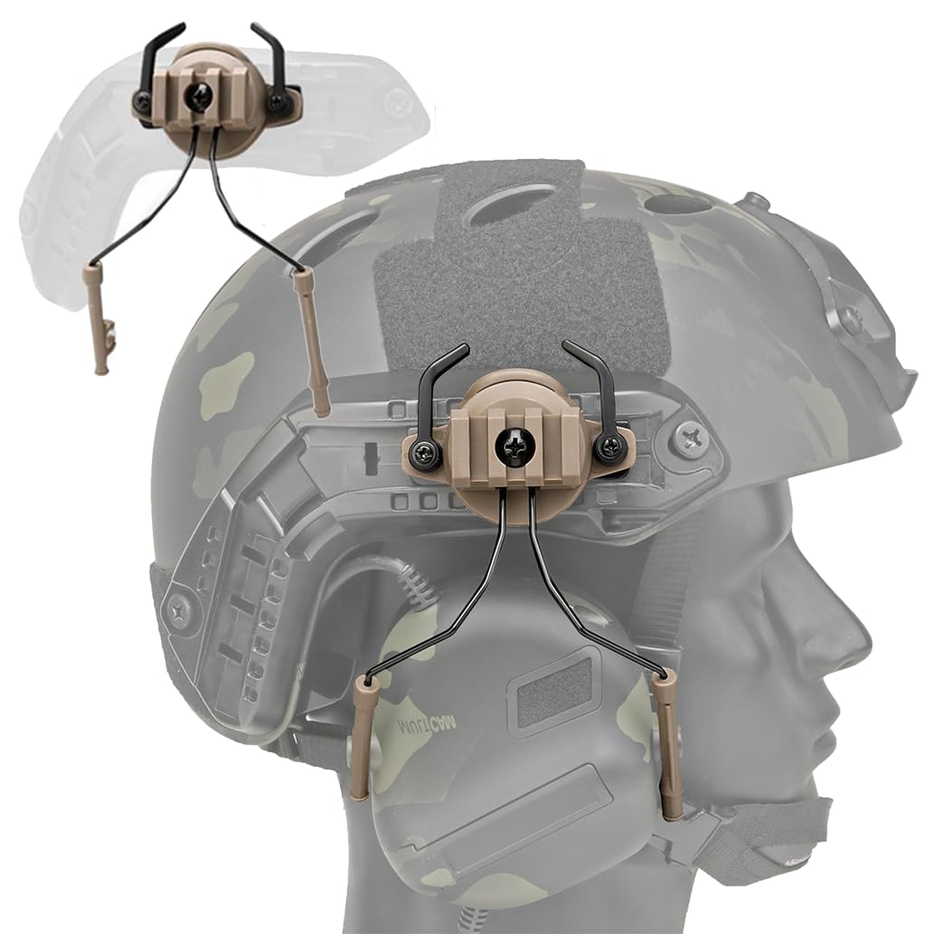 Tactical Helmet Mount Headset Earmuffs Bracket Adapter,For Ops Core Arc/M-Lok Rail,360°Rotation Side Suspension Support Headphone Accessories