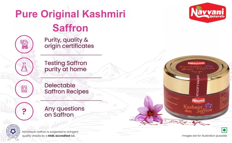 Image of Pure Original Kashmiri Saffron /Kesar /Kumkuma Kashmiri Keshar for Cooking, Pooja & Skincare | Rich Aroma & Long Threads (1 gram) (1)
