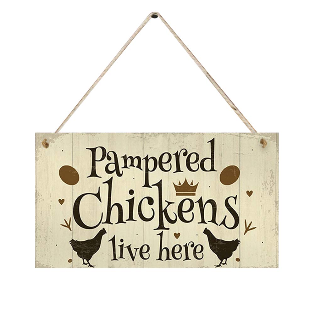 Buy Sarplle Chicken Coop Hanging Sign with Rooster Motif and Saying, Information Sign Chicken